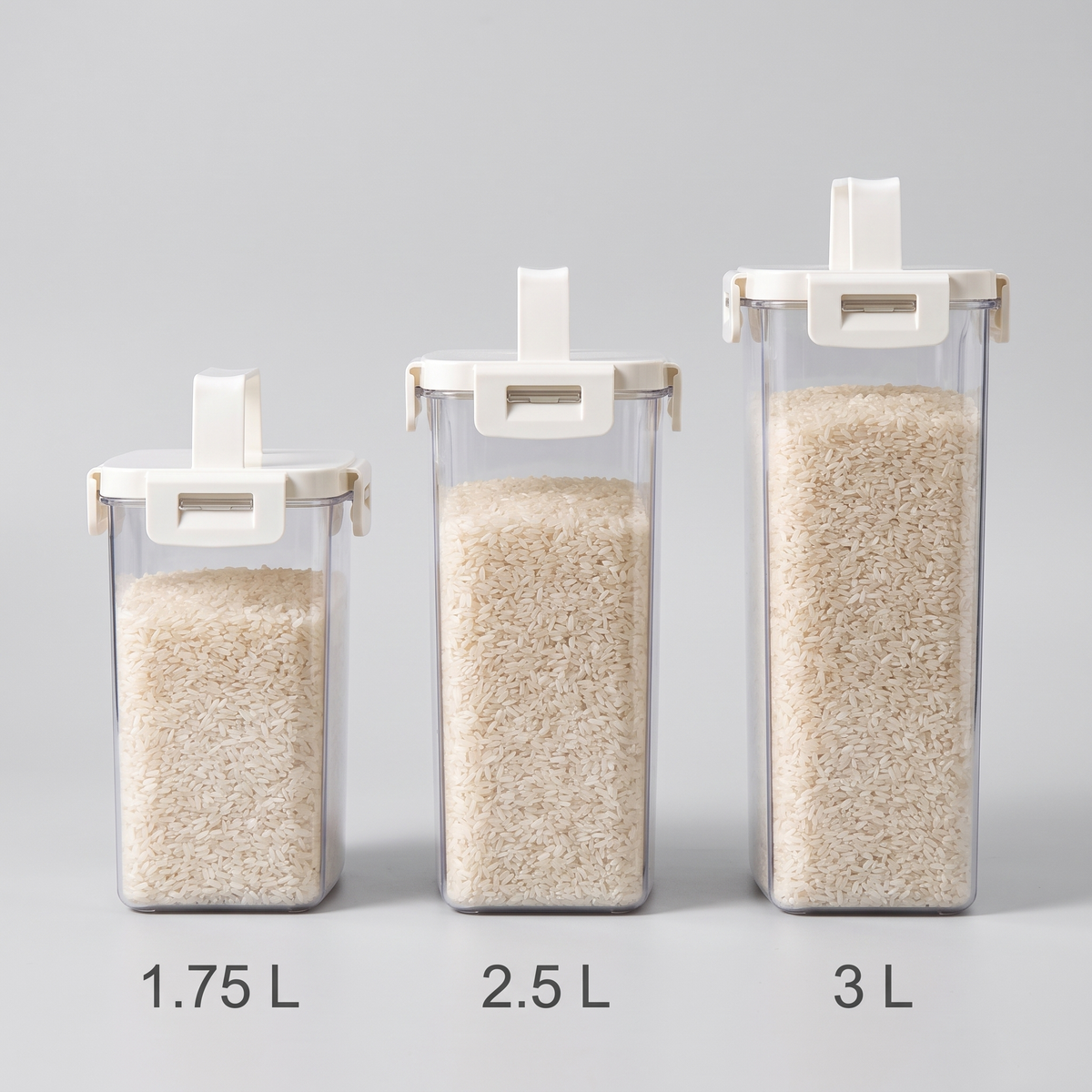 Tamaños disponibles del contenedor hermético Vesta Home Hub: 1.75 L, 2.5 L y 3 L