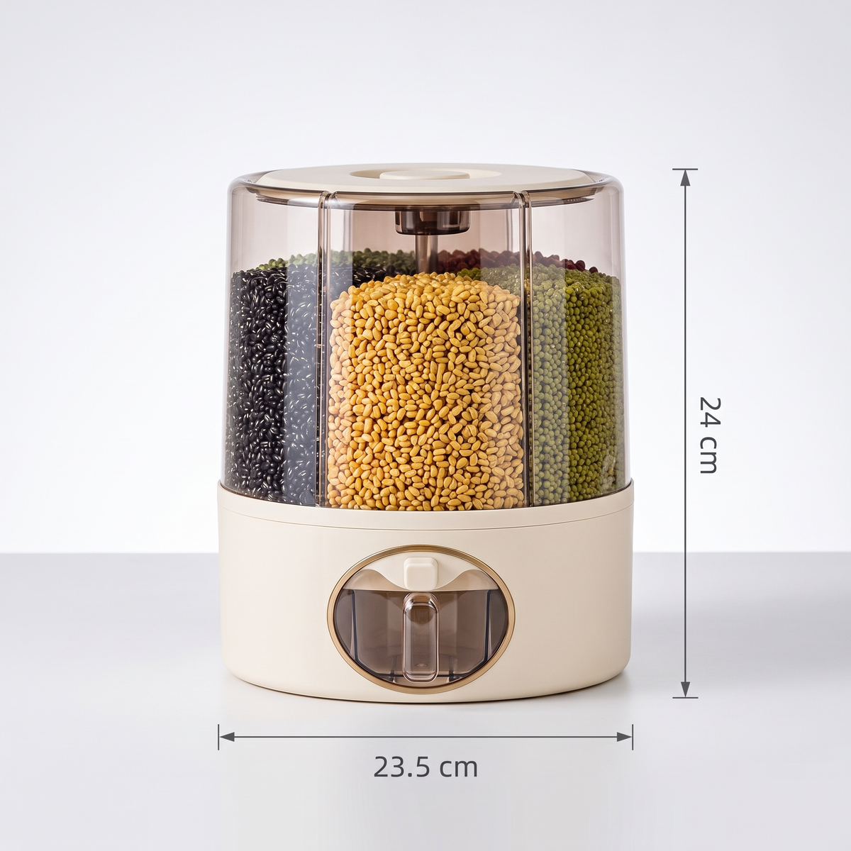 Medidas del contenedor giratorio Vesta Home Hub: 23.5 x 24 cm